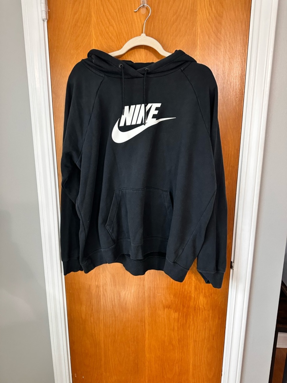 Nike Black Hoodie with White Logo - Women's Sweater